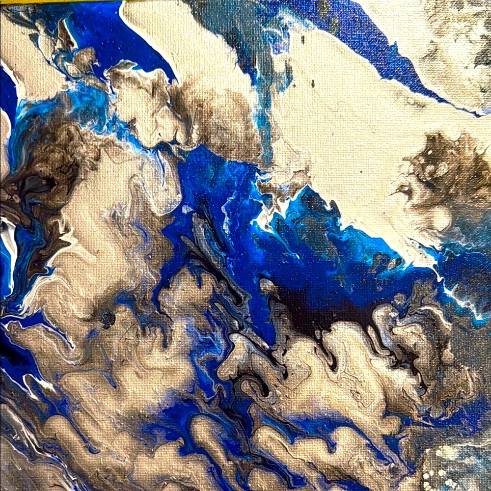 Abstract Blue and Gray Canvas Art - Picture 3 of 3
